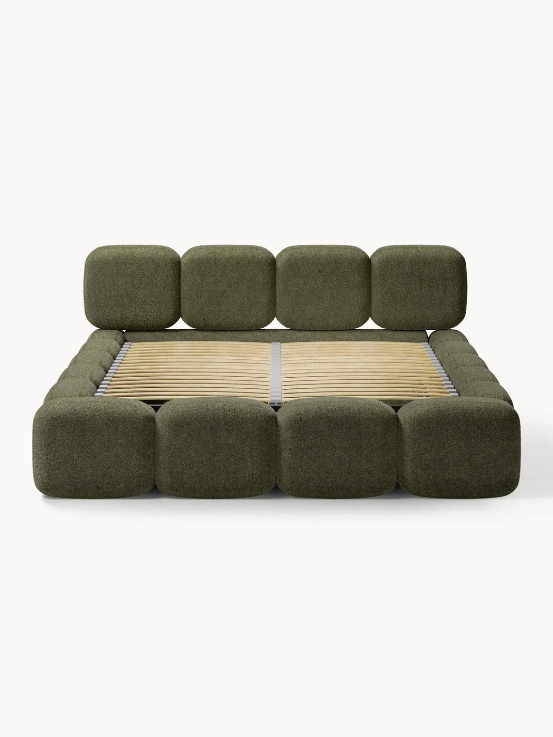 Westwing Collection Cama tapizada de boreguillo bouclé con espacio de almacenamiento Tayla^ Camas Tapizadas|Camas