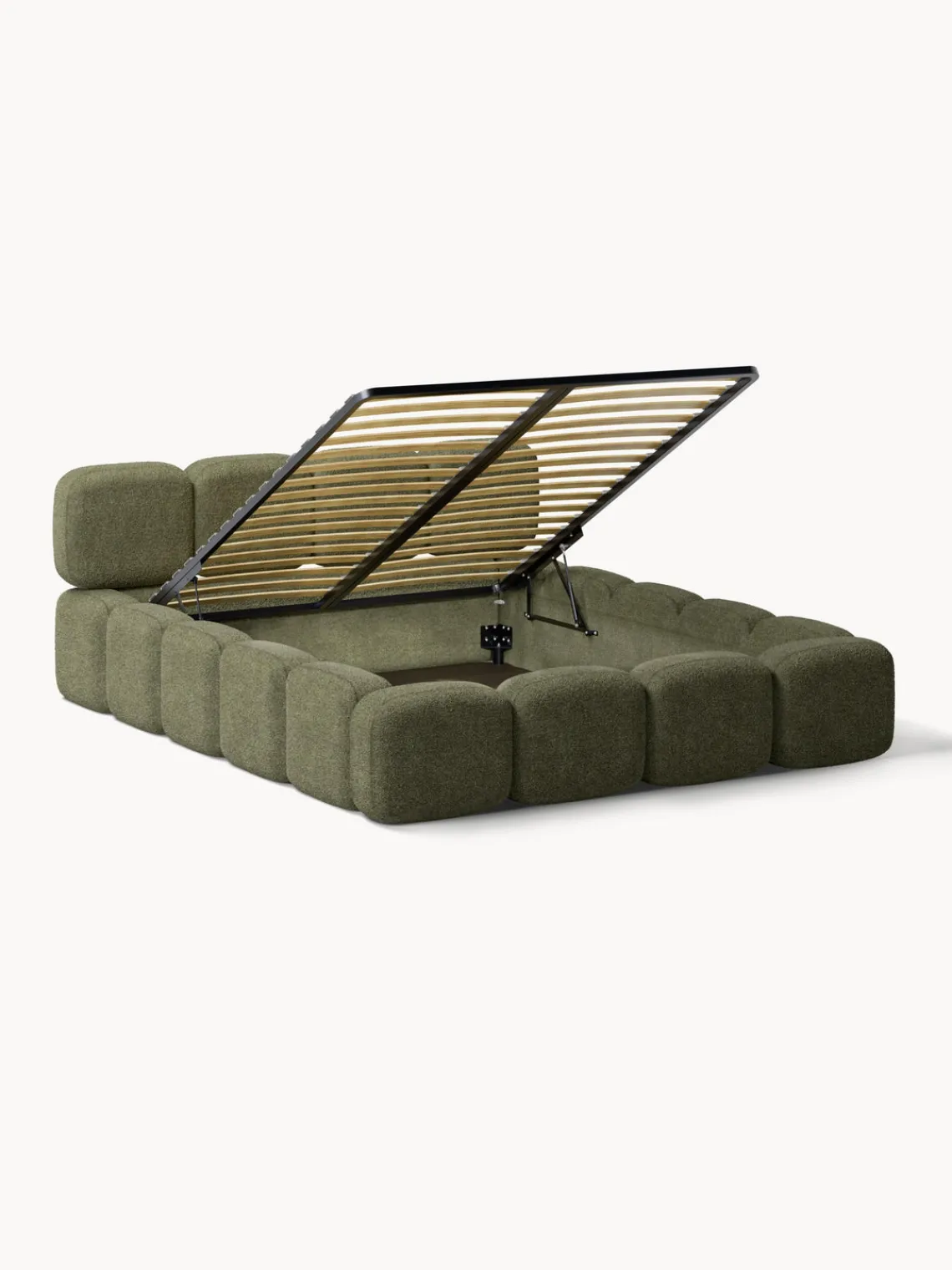 Westwing Collection Cama tapizada de boreguillo bouclé con espacio de almacenamiento Tayla^ Camas Tapizadas|Camas