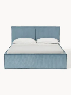 Westwing Collection Cama tapizada de pana con espacio de almacenaje Dream