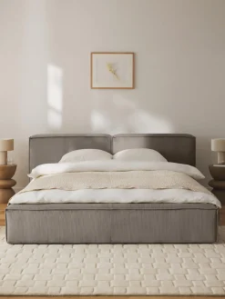 Westwing Collection Cama tapizada en pana Lennon, con espacio de almacenamiento