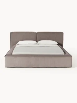 Westwing Collection Cama tapizada en pana Lennon, con espacio de almacenamiento