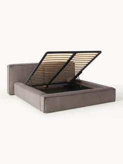 Westwing Collection Cama tapizada en pana Lennon, con espacio de almacenamiento