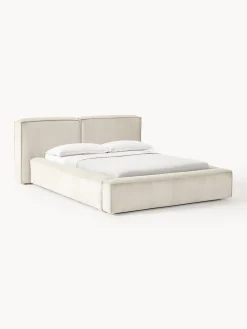 Westwing Collection Cama tapizada en pana Lennon, con espacio de almacenamiento