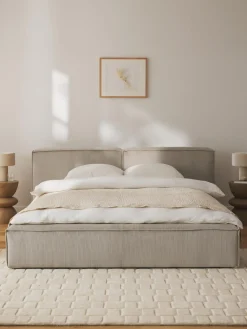 Westwing Collection Cama tapizada en pana Lennon, con espacio de almacenamiento