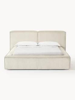 Westwing Collection Cama tapizada en pana Lennon, con espacio de almacenamiento