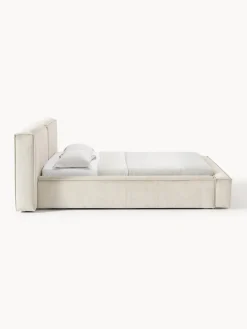 Westwing Collection Cama tapizada en pana Lennon, con espacio de almacenamiento