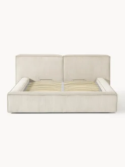 Westwing Collection Cama tapizada en pana Lennon, con espacio de almacenamiento