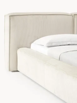 Westwing Collection Cama tapizada en pana Lennon, con espacio de almacenamiento
