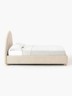 Westwing Collection Cama tapizada en tejido bouclé Ebba, con espacio de almacenamiento