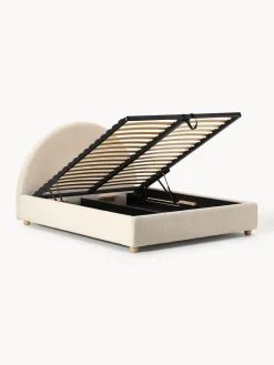 Westwing Collection Cama tapizada en tejido bouclé Ebba, con espacio de almacenamiento