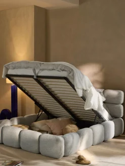 Westwing Collection Cama tapizada en tejido bouclé con espacio de almacenamiento Tayla