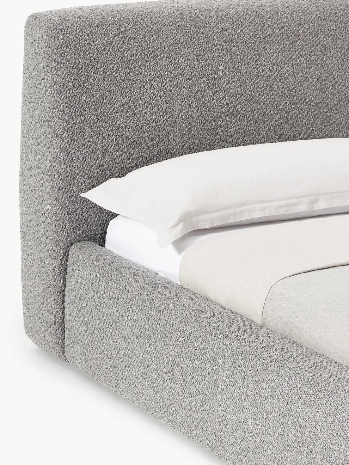 Westwing Collection Cama tapizada en tejido bouclé Cloud