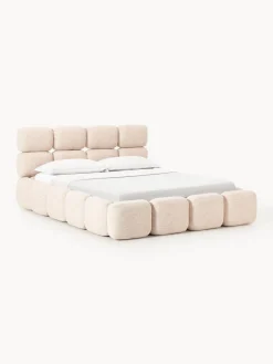 Westwing Collection Cama tapizada en tejido bouclé con espacio de almacenamiento Tayla