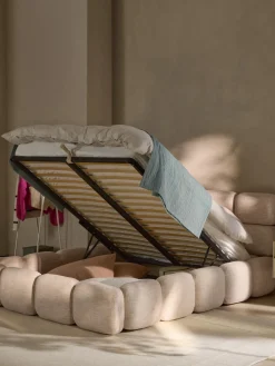 Westwing Collection Cama tapizada en tejido bouclé con espacio de almacenamiento Tayla
