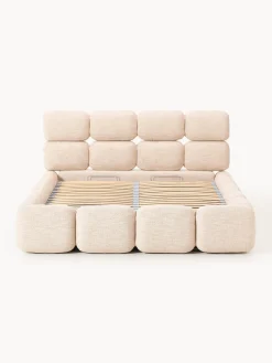 Westwing Collection Cama tapizada en tejido bouclé con espacio de almacenamiento Tayla