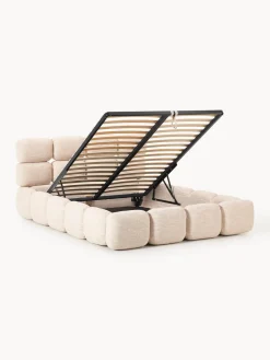 Westwing Collection Cama tapizada en tejido bouclé con espacio de almacenamiento Tayla