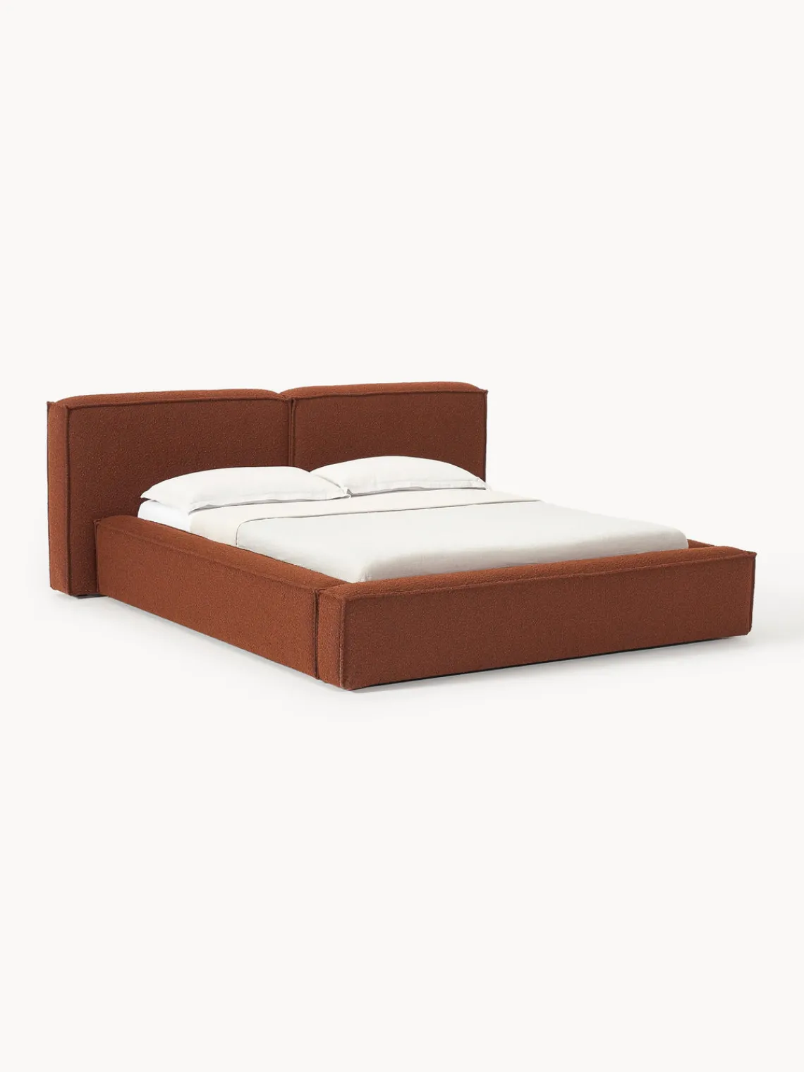 Westwing Collection Cama tapizada en tejido bouclé Lennon, con espacio de almacenamiento