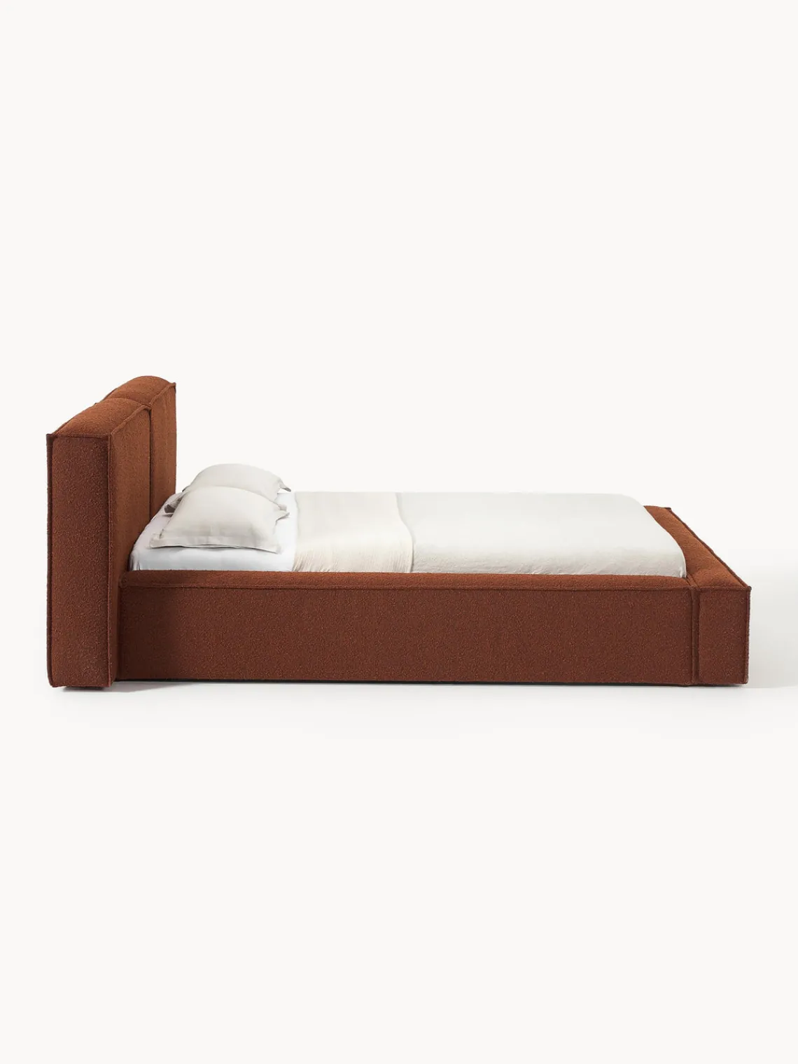 Westwing Collection Cama tapizada en tejido bouclé Lennon, con espacio de almacenamiento