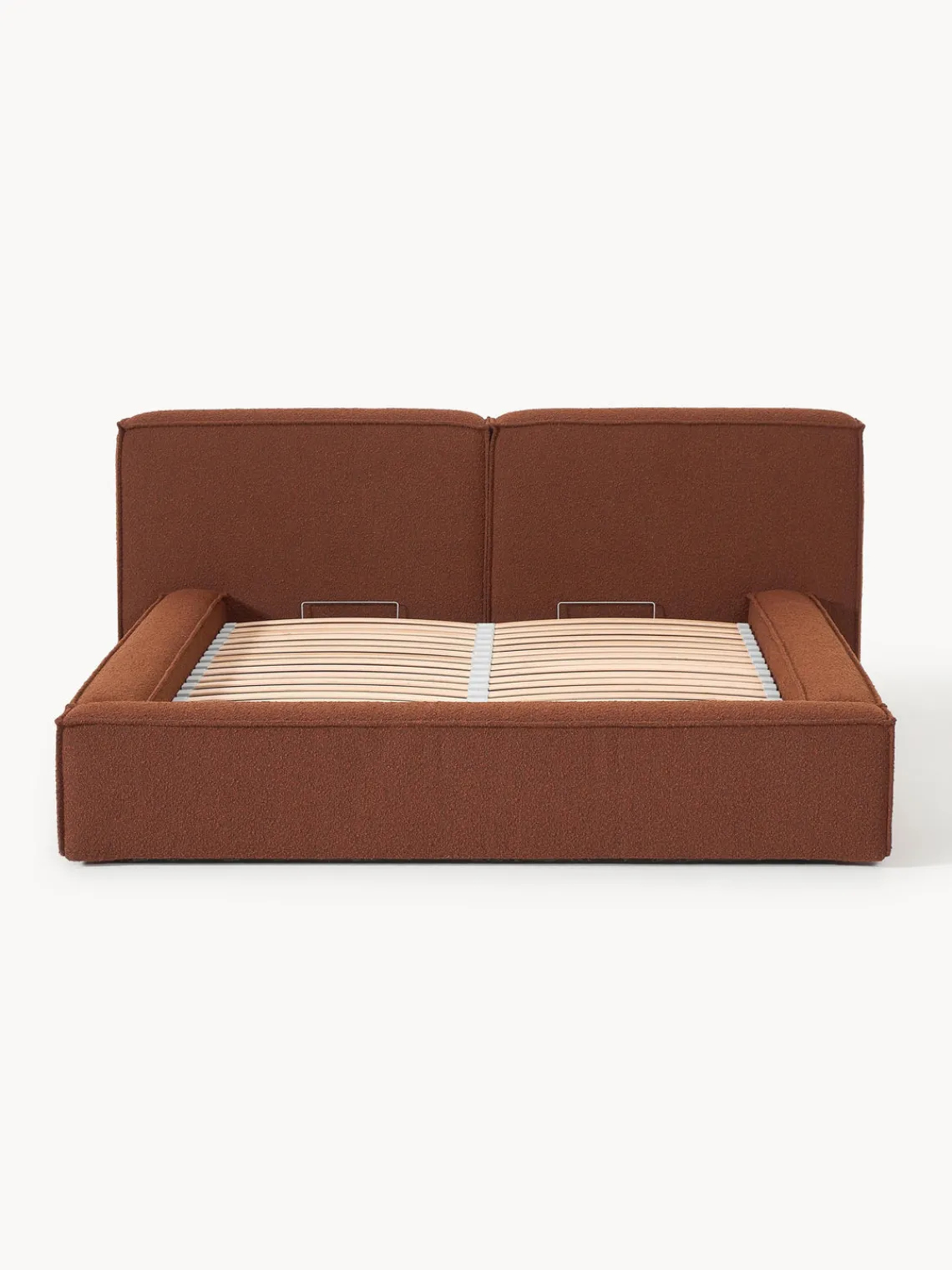 Westwing Collection Cama tapizada en tejido bouclé Lennon, con espacio de almacenamiento
