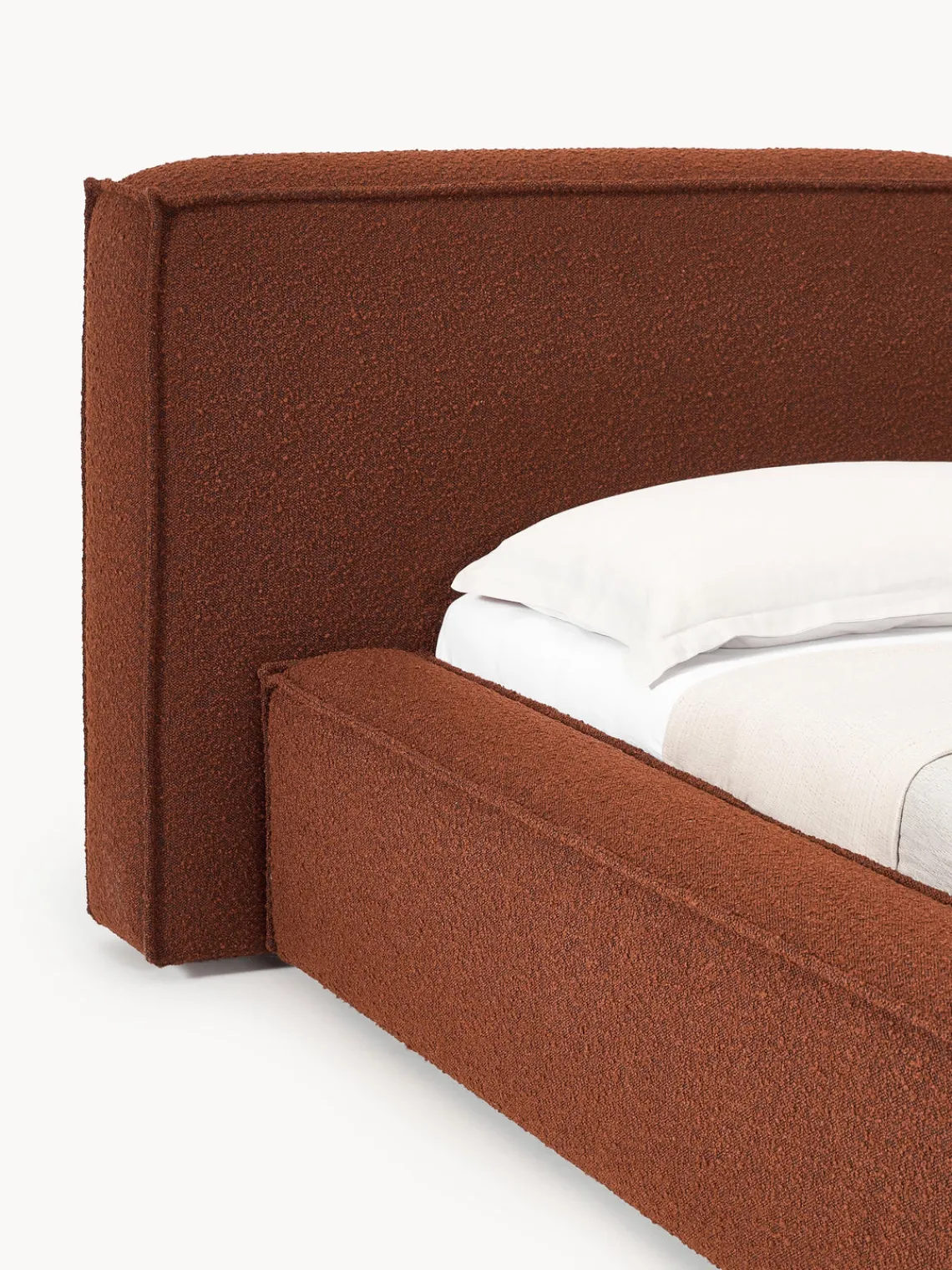 Westwing Collection Cama tapizada en tejido bouclé Lennon, con espacio de almacenamiento