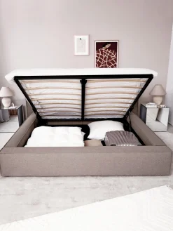 Westwing Collection Cama tapizada Lennon, con espacio de almacenamiento
