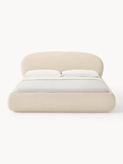 Westwing Collection Cama tapizada redondeada en tejido bouclé Alba
