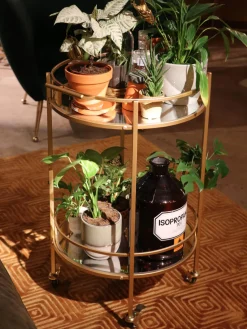 Kare Design Camarera redonda Emilia, estantes de vidrio espejado