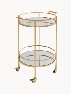 Kare Design Camarera redonda Emilia, estantes de vidrio espejado