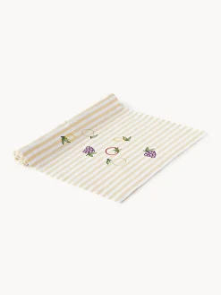 Westwing Collection Camino de mesa a rayas con motivos bordados Melony^ Caminos De Mesa|Caminos De Mesa