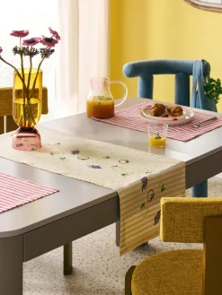 Westwing Collection Camino de mesa a rayas con motivos bordados Melony^ Caminos De Mesa|Caminos De Mesa