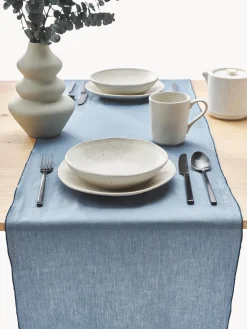 Westwing Collection Camino de mesa de lino con ribete Kennedy^ Caminos De Mesa|Caminos De Mesa