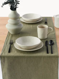 Westwing Collection Camino de mesa de lino con ribete Kennedy