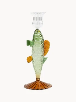 &k Amsterdam Candelabro artesanal de vidrio borosilicato Fish
