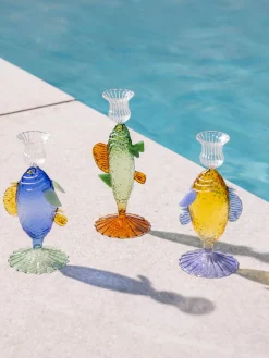 &k Amsterdam Candelabro artesanal de vidrio borosilicato Fish