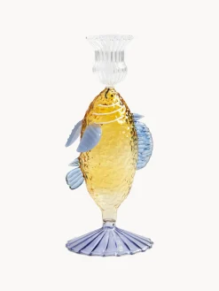 &k Amsterdam Candelabro artesanal de vidrio borosilicato Fish^ Jarrones|Velas Y Candelabros