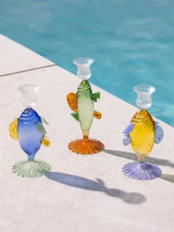 &k Amsterdam Candelabro artesanal de vidrio borosilicato Fish^ Jarrones|Velas Y Candelabros