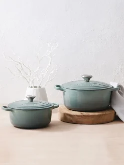 LE CREUSET Cazuela redonda de hierro fundido Signature Collection, tamaños diferentes^ Ollas|Ollas