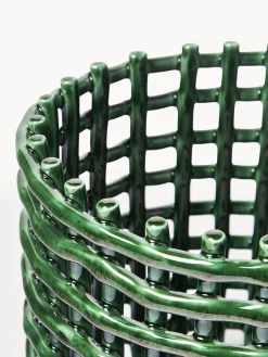 Ferm Living Cesta artesanal de cerámica Nalan, 21 cm^ Cestas|Jarrones