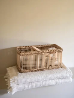 Andrea House Cesta artesanal de ratán Bamb^ Cestas|Jarrones