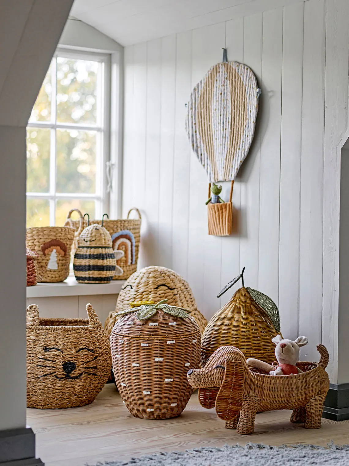 Bloomingville Mini Cesta infantil de ratán en forma de fresa Pelino^Niños Cestas Y Cajas|Decoración Infantil