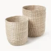 Westwing Collection Cestas de almacenamiento redondas de junco marino Aleya, 2 uds.^ Cestas|Jarrones
