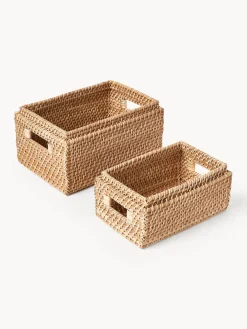 Westwing Collection Cestas de almacenamiento con tapa Lurdes, 2 uds.