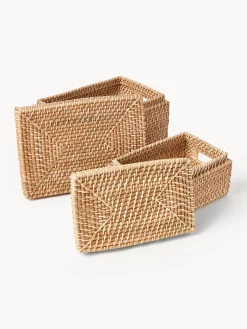 Westwing Collection Cestas de almacenamiento con tapa Lurdes, 2 uds.