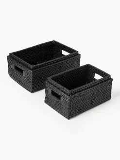 Westwing Collection Cestas de almacenamiento con tapa Lurdes, 2 uds.