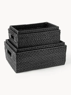 Westwing Collection Cestas de almacenamiento con tapa Lurdes, 2 uds.