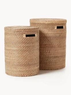 Westwing Collection Cestas de ropa con tapa Lurdes, 2 uds.