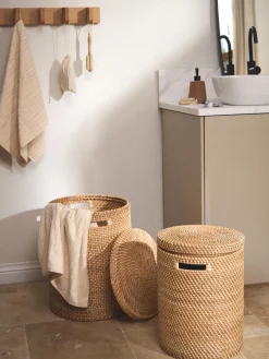 Westwing Collection Cestas de ropa con tapa Lurdes, 2 uds.