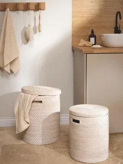 Westwing Collection Cestas de ropa con tapa Lurdes, 2 uds.^ Cestos De La Ropa|Jarrones