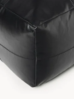 Westwing Collection Cojín de suelo artesanal de cuero Raven