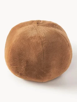 Westwing Collection Cojín decorativo redondo de piel sintética Ginny